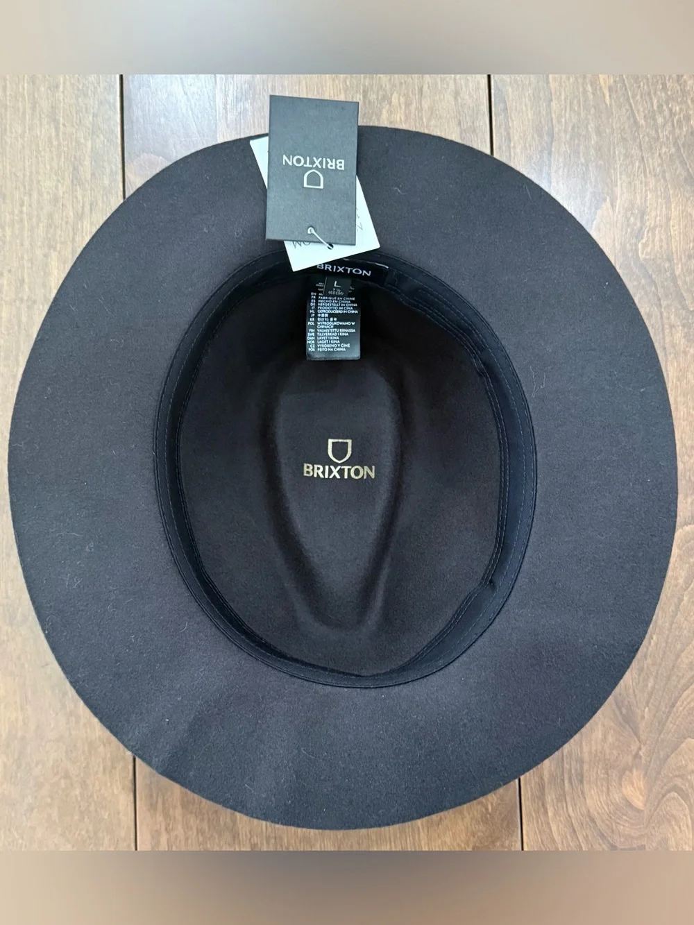 Brixton Wesley Packable Fedora in Washed Black with Black Leather Strap Sz Large